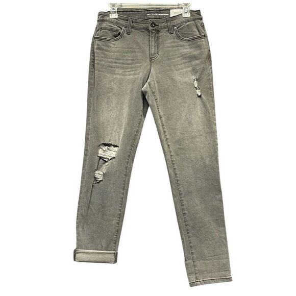 NWT INC International Concepts Denim Jeans Womens Gray Size 6/28 Ripped Straight - Picture 1 of 16
